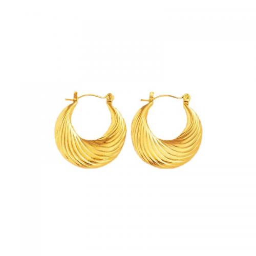 Boucle d'oreille Acier Titane, Placage de couleur d'or, bijoux de mode & unisexe, protéger l'environnement, sans nickel, plomb et cadmium, Vendu par paire