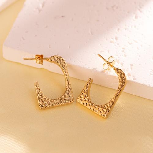 Titanium Steel  Earring gold color plated fashion jewelry & Unisex nickel lead & cadmium free Sold By Pair