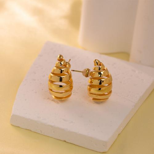 Brass Stud Earring, gold color plated, fashion jewelry & for woman, nickel, lead & cadmium free, Sold By Pair