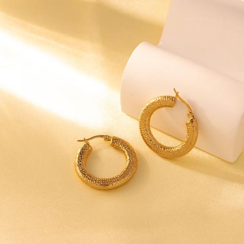 Titanium Steel  Earring, gold color plated, fashion jewelry & for woman, nickel, lead & cadmium free, Sold By Pair