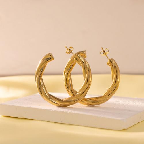 Titanium Staal Earring, gold plated, mode sieraden & voor vrouw, nikkel, lood en cadmium vrij, Verkocht door pair