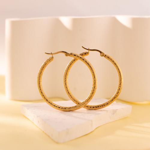 Titanium Steel  Earring gold color plated fashion jewelry & for woman nickel lead & cadmium free Sold By Pair