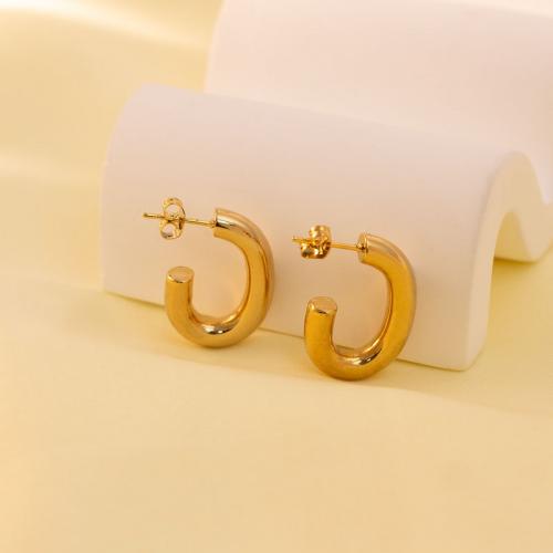 Titanium Steel  Earring, gold color plated, fashion jewelry & for woman, nickel, lead & cadmium free, Sold By Pair