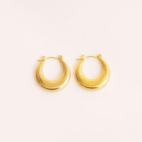 Boucle d'oreille Acier Titane, Placage de couleur d'or, bijoux de mode & pour femme, protéger l'environnement, sans nickel, plomb et cadmium, Vendu par paire