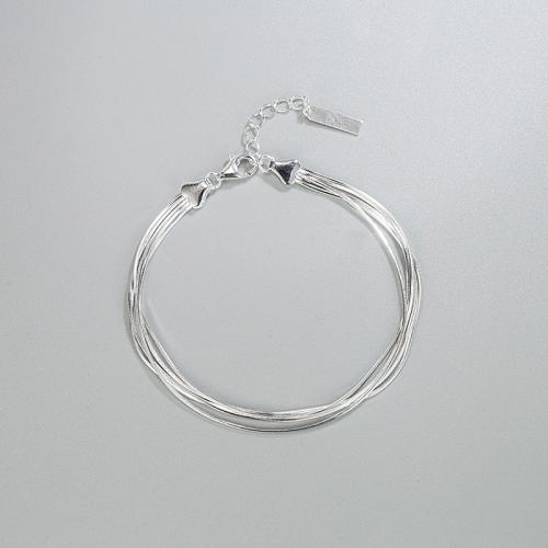 925 Sterling Silver Bangle Bracelet, with 1.37inch extender chain, fashion jewelry & multilayer & for woman, nickel, lead & cadmium free, Length:Approx 6.1 Inch, Sold By PC