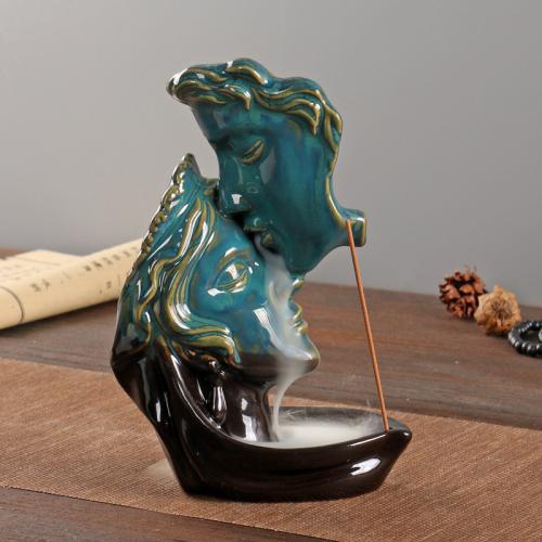 Backflow Incense Burner, Porcelain, handmade, for home and office & durable & 4 pieces & multifunctional, 130x65x180mm, Sold By Set