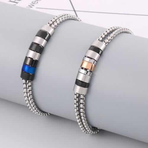 Couple Bracelet and Bangle, 304 Stainless Steel, Double Layer & fashion jewelry & Unisex, more colors for choice, 8mm, Length:Approx 8.07 Inch, Sold By PC