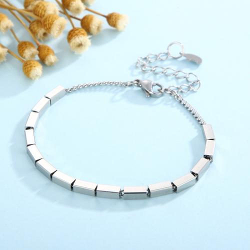 Stainless Steel Jewelry Bracelet 304 Stainless Steel with 1.97inch extender chain fashion jewelry & Unisex original color 3mm Length Approx 6.89 Inch Sold By PC