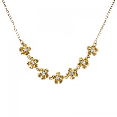 Cubic Zircon Micro Pave Brass Necklace, with 2.44inch extender chain, Flower, 18K gold plated, fashion jewelry & micro pave cubic zirconia & for woman, golden, nickel, lead & cadmium free, Sold Per Approx 15.87 Inch Strand