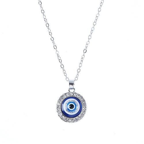 Tibetan Style Necklace, with Resin, with 7cm extender chain, silver color plated, fashion jewelry & evil eye pattern & different styles for choice & for woman & with rhinestone, more colors for choice, nickel, lead & cadmium free, Length:50 cm, Sold By PC