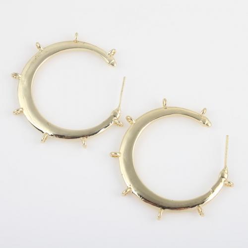 Brass Earring Stud Component, gold color plated, DIY, nickel, lead & cadmium free, 42.50x41.20x2mm, Sold By Pair