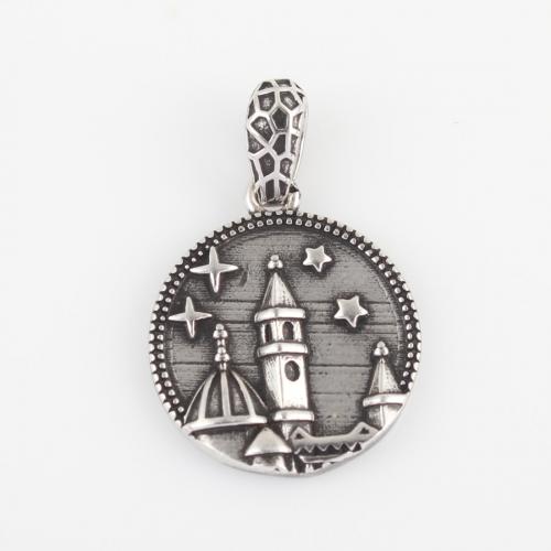 Brass Jewelry Pendants Round plated DIY black Sold By PC