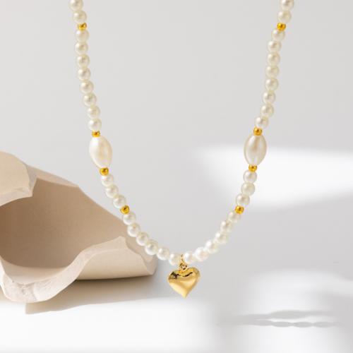 Messing Halskette, mit Kunststoff Perlen, mit Verlängerungskettchen von 7cm, plattiert, Modeschmuck, goldfarben, frei von Nickel, Blei & Kadmium, Länge 37 cm, verkauft von PC
