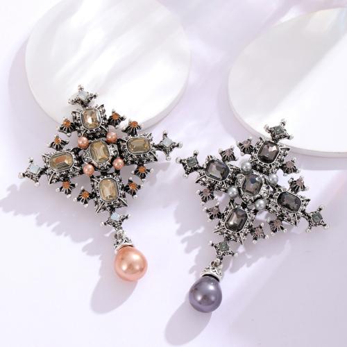 Zinklegierung Broschen, mit Kunststoff Perlen, plattiert, Modeschmuck & mit Strass, keine, frei von Nickel, Blei & Kadmium, 60x80mm, verkauft von PC