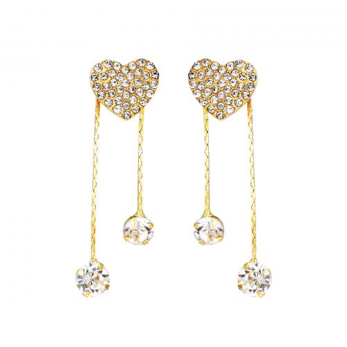 Asymmetric Earrings Zinc Alloy with Crystal Heart fashion jewelry & for woman gold nickel lead & cadmium free Sold By Pair