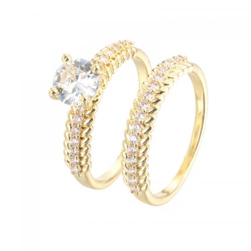 Fashion Brass Ring Set plated 2 pieces & for woman & with rhinestone nickel lead & cadmium free Sold By PC