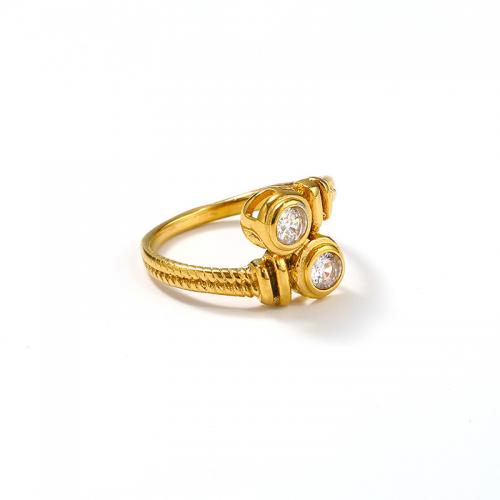 Titan Edelstahl Ringe, Titanstahl, verschiedene Größen vorhanden & Micro pave Zirkonia & für Frau, goldfarben, verkauft von PC