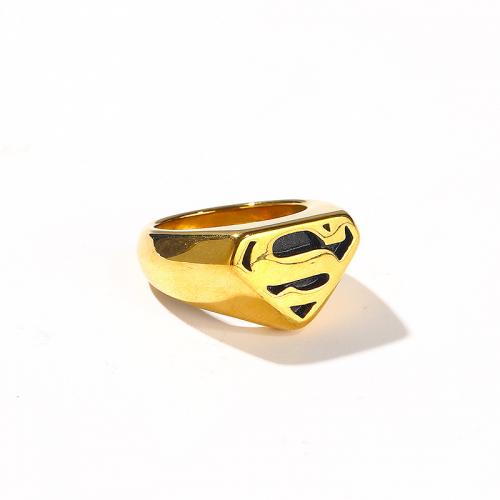 Titanium Steel Finger Ring Vacuum Ion Plating & for woman & enamel golden Sold By PC
