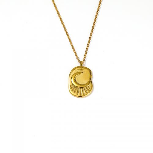 Titanium Steel Necklace with 5CM extender chain Vacuum Ion Plating for woman golden Sold By PC
