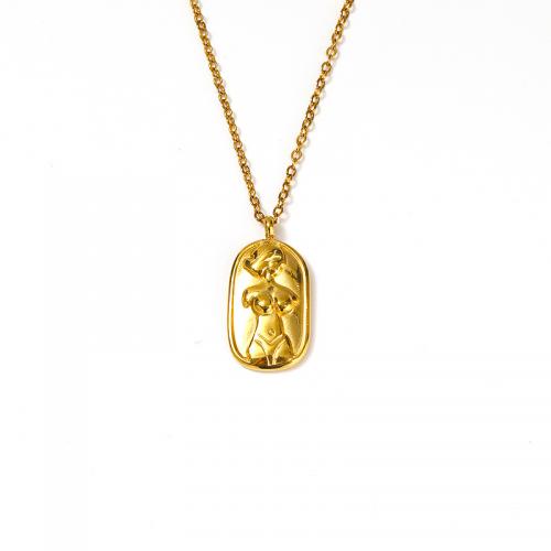 Titanstahl Halskette, mit Verlängerungskettchen von 5CM, für Frau, goldfarben, Länge:ca. 45 cm, verkauft von PC