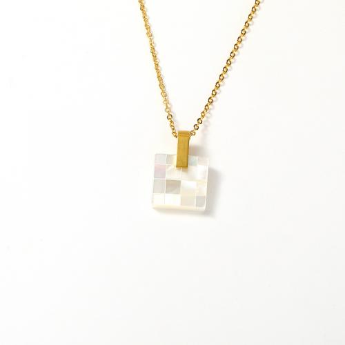 Colar de aço titânio, Partículas de aço, with concha, with 5CM extender chain, para mulher, dourado, vendido por PC