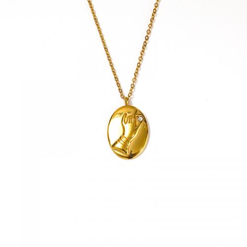 Titanstahl Halskette, mit Verlängerungskettchen von 5CM, Micro pave Zirkonia & für Frau, goldfarben, verkauft von PC