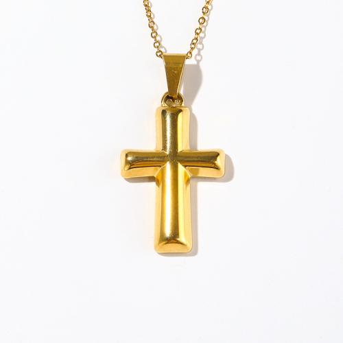 Титановые стали ожерелье, титан, с 5CM наполнитель цепи, Kресты, Женский, Золотой, длина:Приблизительно 45 см, продается PC