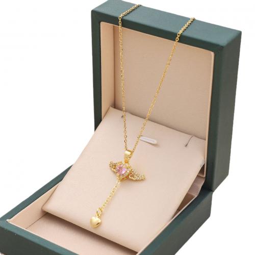 Titanstahl Halskette, Geflügelte Herzen, plattiert, Oval-Kette & für Frau & mit Strass, keine, Länge ca. 17.7 ZollInch, verkauft von PC