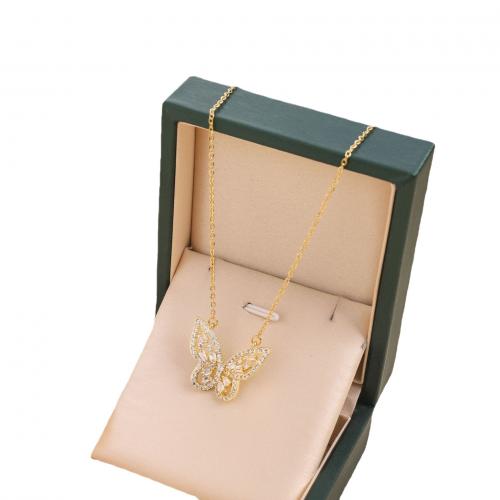 Titanstahl Halskette, Schmetterling, plattiert, Oval-Kette & für Frau & mit Strass, keine, Länge ca. 17.7 ZollInch, verkauft von PC