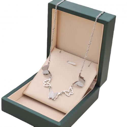 Titanium Steel Necklace Butterfly plated oval chain & for woman & hollow Length Approx 17.7 Inch Sold By PC