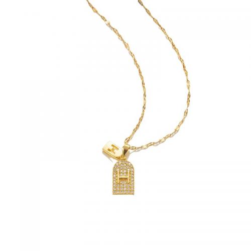Titanstahl Halskette, Buchstabe H, Oval-Kette & für Frau & mit Strass, keine, Länge:ca. 17.7 ZollInch, verkauft von PC