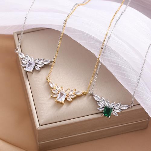 304 Stainless Steel Necklace, Wing Shape, Vacuum Ion Plating, oval chain & for woman & with rhinestone, more colors for choice, Length:Approx 17.7 Inch, Sold By PC