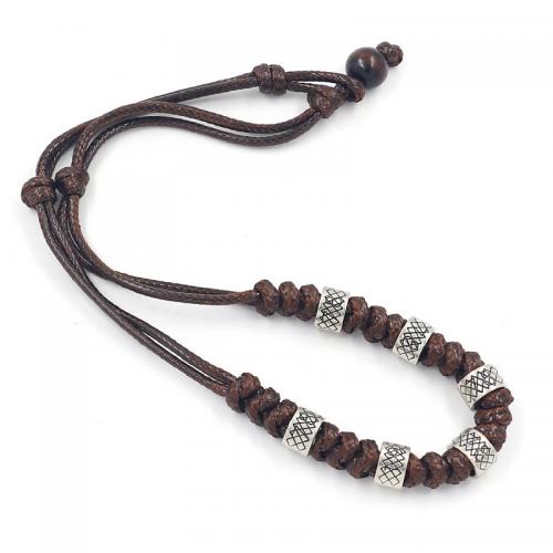 Tibetan Style Necklace, with Wax Cord & Wood, plated, fashion jewelry & for man, more colors for choice, Length:Approx 19.7 Inch, Sold By PC