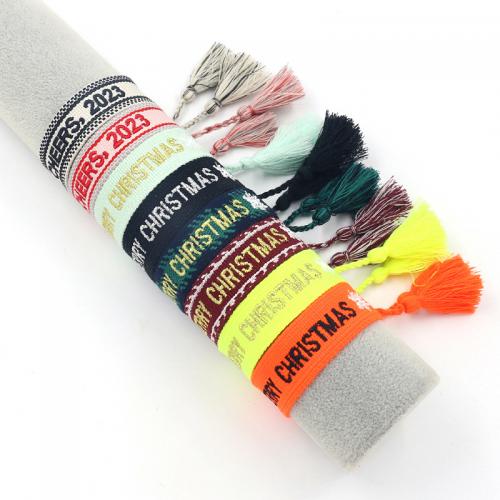 Fibre de polyester bracelet, Broderie, unisexe & styles différents pour le choix & avec le motif de lettre, 145x20mm, Vendu par PC