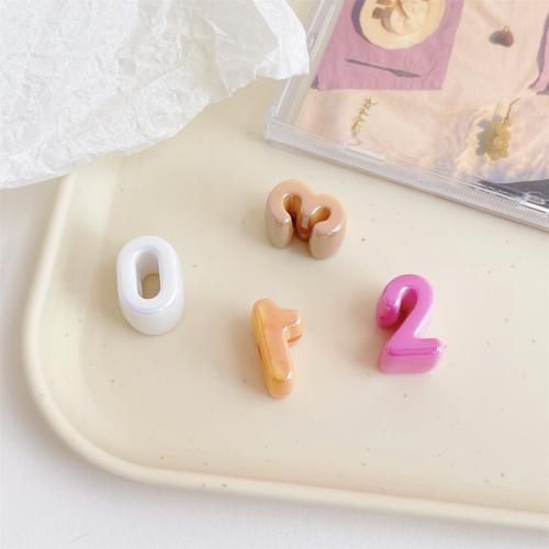 Plated Acrylic Beads Number UV plating DIY 25mm Sold By Bag