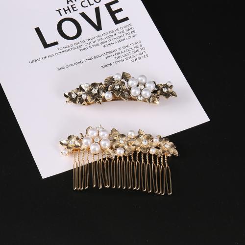 Gemischter Haarschmuck, Zinklegierung, mit Kunststoff Perlen, für Frau & mit Strass, keine, frei von Nickel, Blei & Kadmium, verkauft von PC
