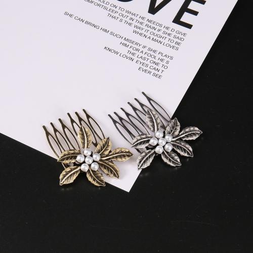 Decorative Hair Combs Zinc Alloy with Plastic Pearl for woman nickel lead & cadmium free Sold By PC