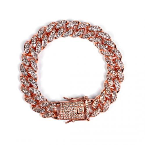 Acier titane bracelet, bijoux de mode & unisexe & pavé de micro zircon, plus de couleurs à choisir, Longueur:Environ 19 cm, Vendu par PC