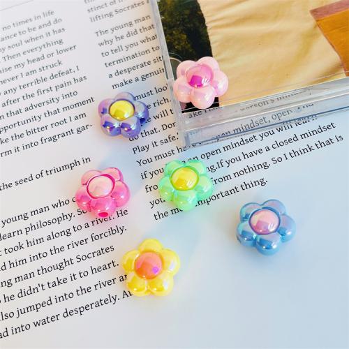 Plated Acrylic Beads Flower UV plating DIY 15.50mm Sold By Bag