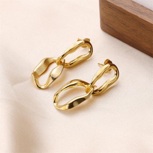 Stainless Steel Stud Earrings 304 Stainless Steel fashion jewelry & for woman & hollow golden Sold By Pair