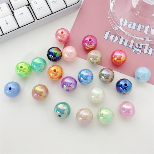 Plated Acrylic Beads, Round, UV plating, DIY, more colors for choice, 17mm, 200PCs/Bag, Sold By Bag