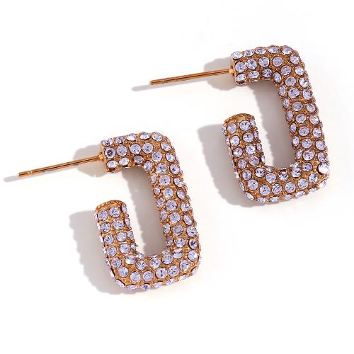 Stainless Steel Stud Earrings 316L Stainless Steel fashion jewelry & micro pave cubic zirconia & for woman Sold By Pair