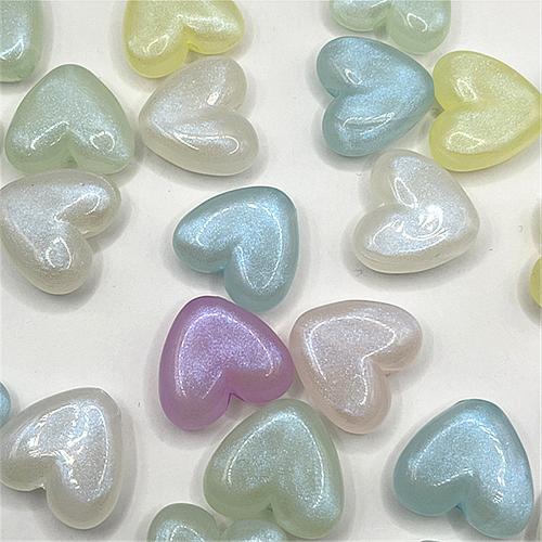 Acrylic Jewelry Beads Heart DIY & luminated Sold By Bag