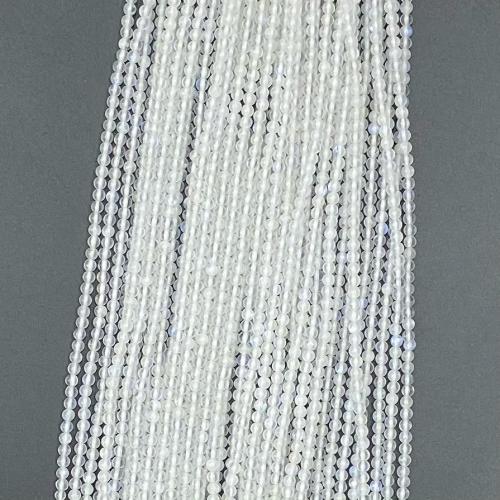 Moonstone Beads, Blue Moonstone, Runde, du kan DIY & forskellig størrelse for valg, hvid, Solgt Per Ca. 38-39 cm Strand