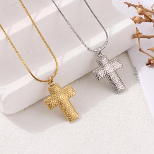 Stainless Steel Jewelry Necklace, 316L Stainless Steel, with 5cm extender chain, Cross, Vacuum Ion Plating, fashion jewelry & for woman, more colors for choice, nickel, lead & cadmium free, 15x20mm, Length:Approx 38 cm, Sold By PC