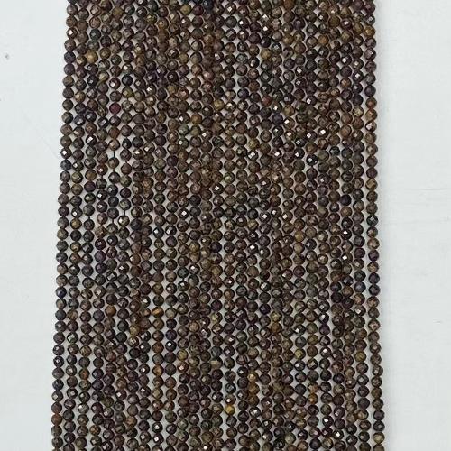 Bronzite Stone Beads, Runde, du kan DIY & forskellig størrelse for valg & facetteret, blandede farver, Solgt Per Ca. 38-39 cm Strand