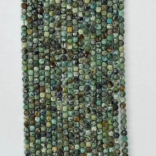 Türkis Perlen, Afrikanisches Türkis, Quadrat, DIY & verschiedene Größen vorhanden & facettierte, gemischte Farben, verkauft per ca. 38-39 cm Strang