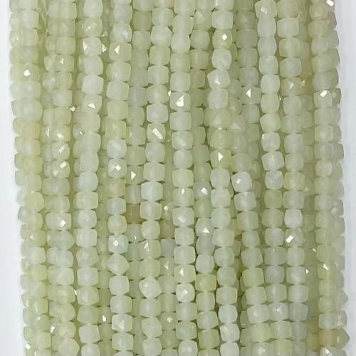 Koraliki z jadeitu, Hetian Jade, Kwadrat, DIY & różnej wielkości do wyboru & fasetowany, jasnozielony, sprzedawane na około 38-39 cm Strand