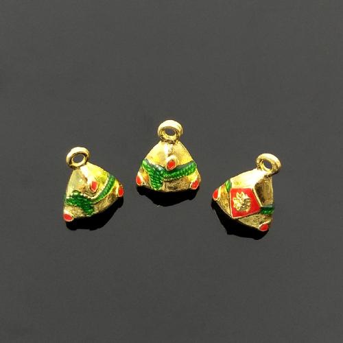 Tibetan Style émail Pendants, alliage de zinc, Zongzi, Placage de couleur d'or, DIY, plus de couleurs à choisir, 12x15mm, Vendu par PC