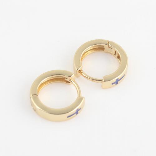 Brass Huggie Hoop Earring, Donut, gold color plated, for woman & enamel, more colors for choice, nickel, lead & cadmium free, 13.60x12.70x3.40mm, Sold By Pair